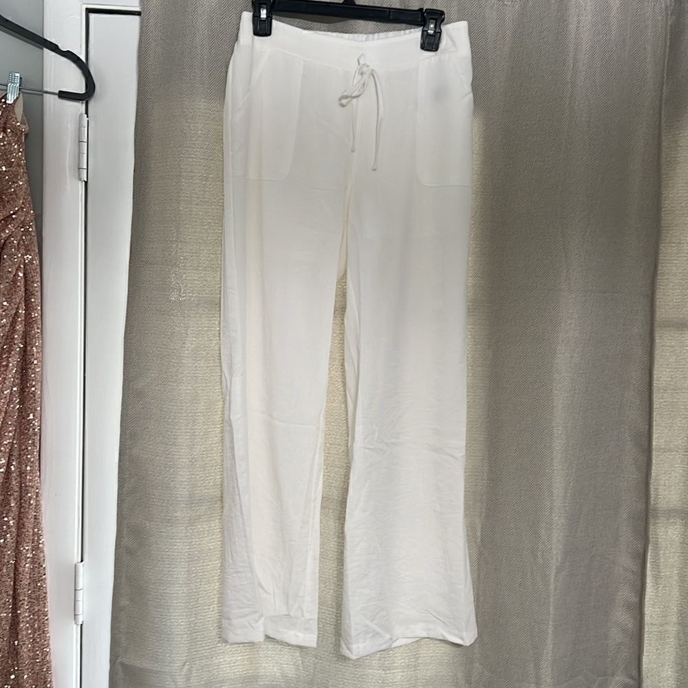 SHEIN Essence women’s relaxed fit casual wide leg pants w pockets& tie waist- S - Picture 3 of 14